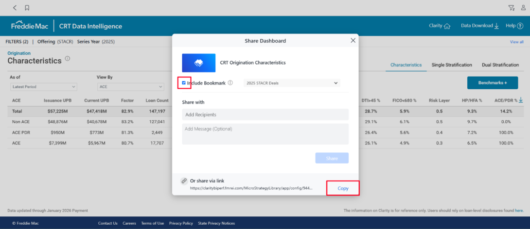 share dashboard in clarity
